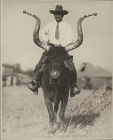 [Doubleday sitting atop Bobby the Steer]