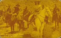 Buffalo Bill leading soldiers through the bad lands