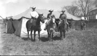 [Three mounted cowboys. Possibly Col Jim, Junior Eskew & Buddy Mefford]