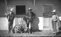 Two of Cowboys that stayed over night at Ranch with cown mule. Turk Greenough & Curly Benson