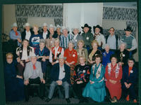 [Group portrait of retired rodeo cowboy & cowgirl stars]