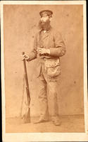 [Hunter with rifle, game bag, and powder horn]