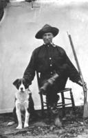 [Hunter with clay pipe and dog]