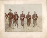 [Five soldier squad with bugler and rifles]
