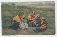 [Unmarked postcards depicting cowboys and cowgirls in color]