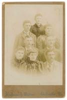 [cabinet card portrait of 4 men and 4 women]