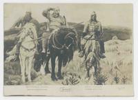 [Three men in armor on horseback]