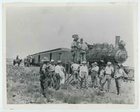 [Photographers ready for a Tom Mix train scene from "The Texan"]