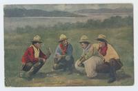 [Unmarked postcards depicting cowboys and cowgirls in color]