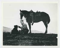 [Tom Mix with horse and dog]