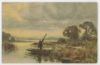 [Man poling a boat on a river]