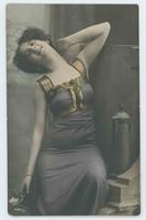 [Woman posed in silk dress with goblet and pitcher] 1006/5
