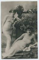 [Two women in simple white gowns posed together] 101/7