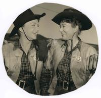 [Anne Baxter with Polly Burson (stunt double in Ticket to Tomahawk)]