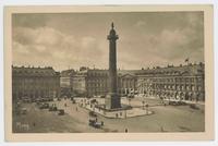 Surrounded with houses uniformly built by Mansart. The column bears a statue of Napoleon.