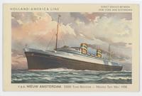 Holland-America Line, T.S.S. Nieuw Amsterdam, 33000 tons register, Maiden trip May 1938