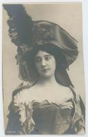 [Woman posed with large hat]