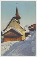 [Church in Swiss village in winter]