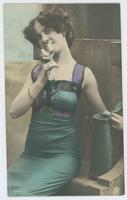 [Woman posed in silk dress with goblet and pitcher] 1006/1