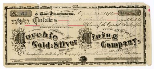 Shares are  each; dated April 30, 1879; No. 811