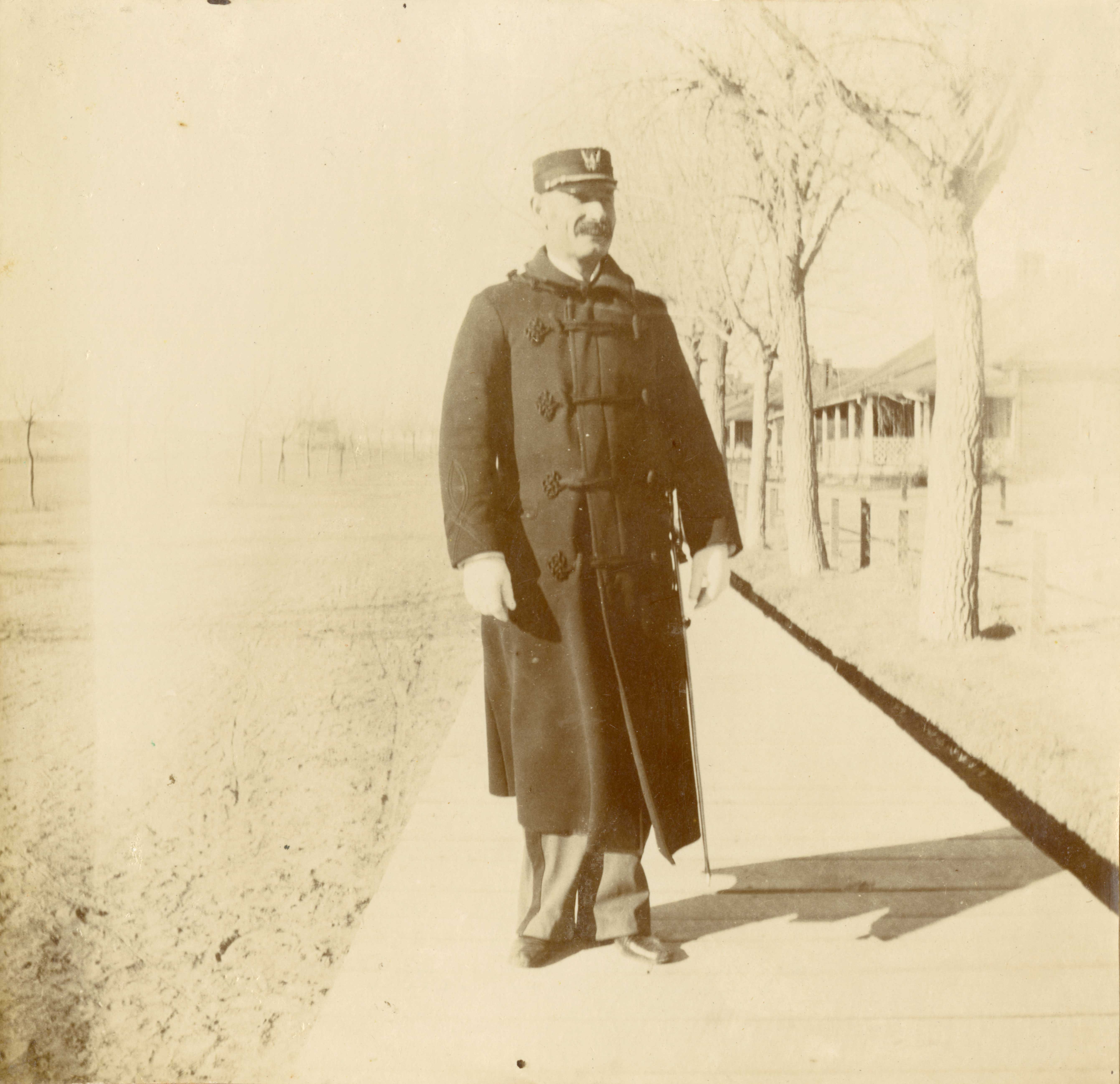 [Full-length portrait of Lt. Colonel John M. Hamilton on the boardwalk at Fort...