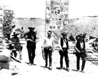 ["The Wild Bunch" film still with Ernest Borgnine, Ben Johnson and others]