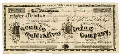 Shares are  each; dated February 27, 1879; No. 788