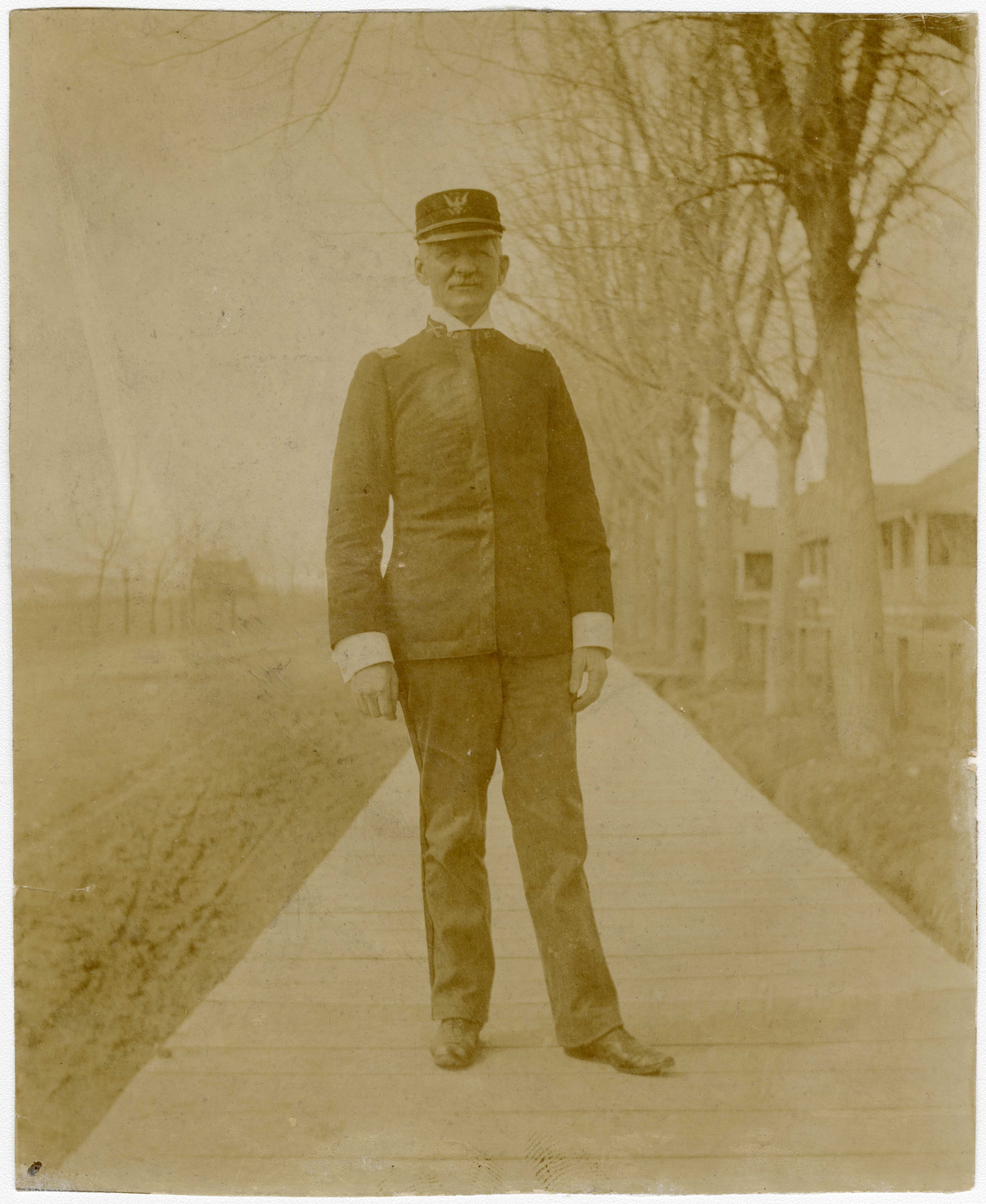 [Full-length portrait of Lt. Colonel John M. Hamilton on the boardwalk at Fort...