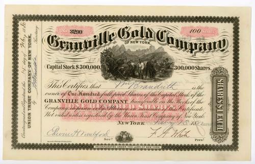 Shares are  each; Dated February 13, 1880; Miners mining vignette; This certificate was pinned together with .07-.12 and .14-.15