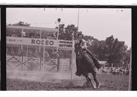 Unidentified rider in Pole bending event