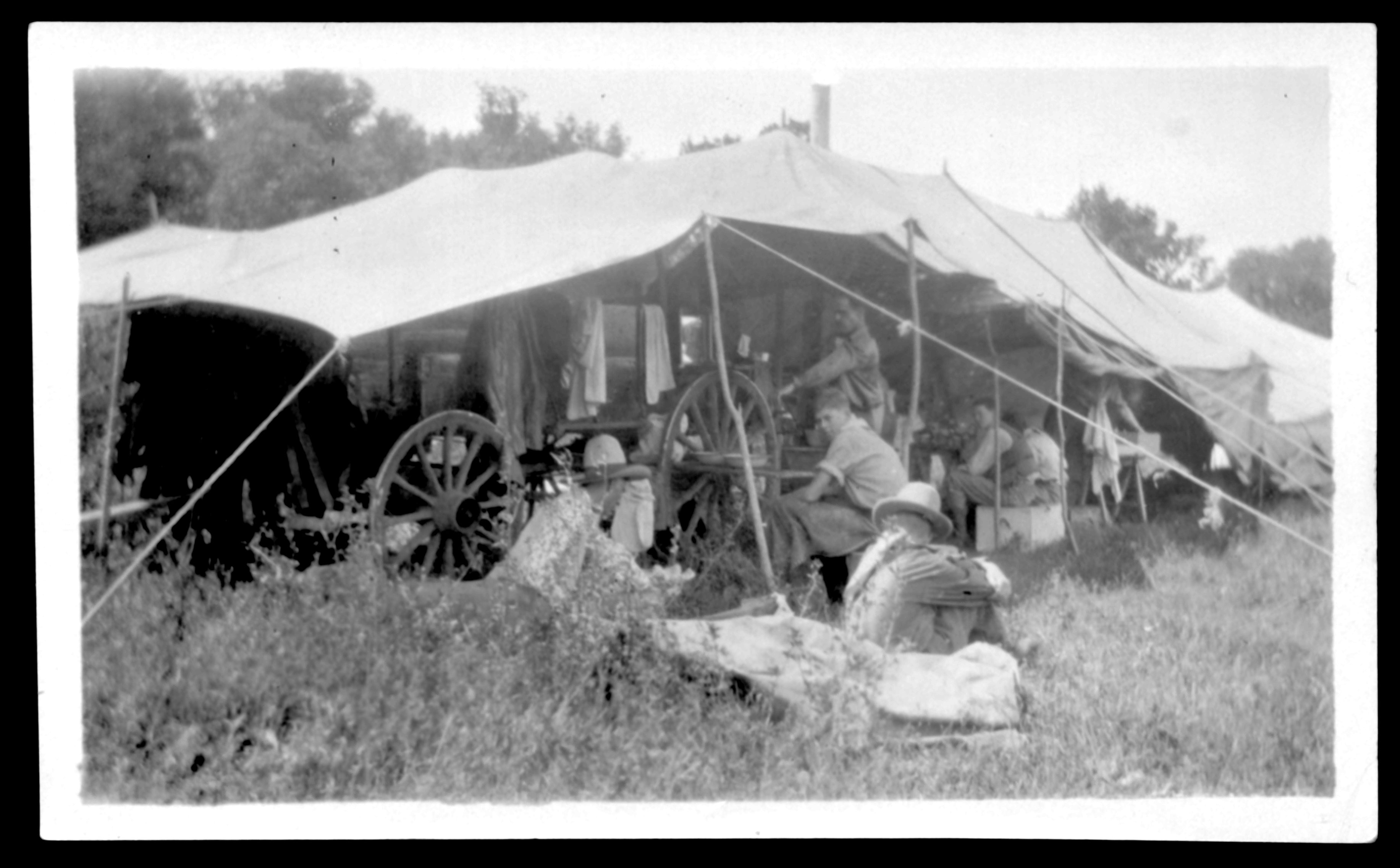 July 1928 Chuck Wagon and cook's tent. Lodge Grass