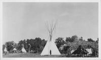Camp and teepees 1928 near Quarter Circle U Ranch
