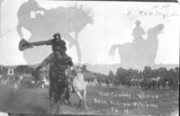 The Cowboys vision, Babe Croversier, riding Pershing, in H-, Yampa, Colo. 1919