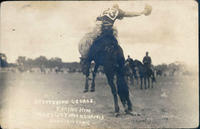 Stuttering George faning [sic] him, Miles City Round-Up, 1915