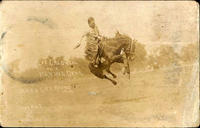 Lee Caldwell on a Flying Devil, Miles City Round-up 1914