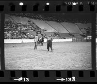 Unidentified Rodeo clowns fighting Bull #2X