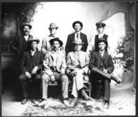 Cowboys dressed for picture in Dickinson, N.D., A."Josh" Osborn top row right