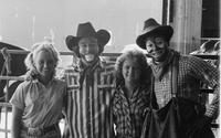 Unidentified Rodeo clowns and the Borgmann girls