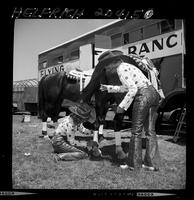Mike Ivory & Linda Rosser grooming horse